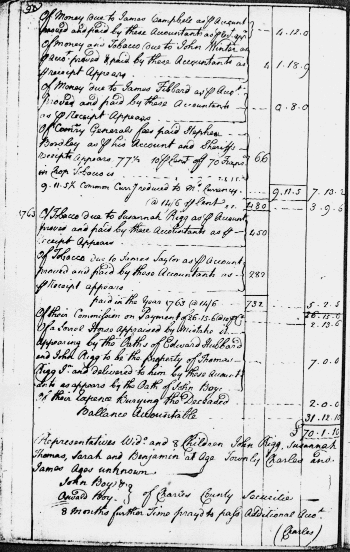 Thomas Rigg's Account of 19 Mar 1770, page 100