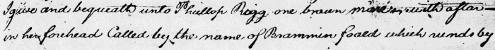Thomas Corker's bequest to Phillop Rigg
