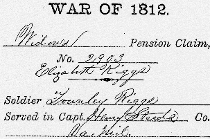 War of 1812 Widow's Pension, summary