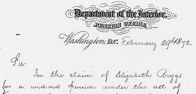 War of 1812 Widow's Pension, 29 Feb 1872 letter