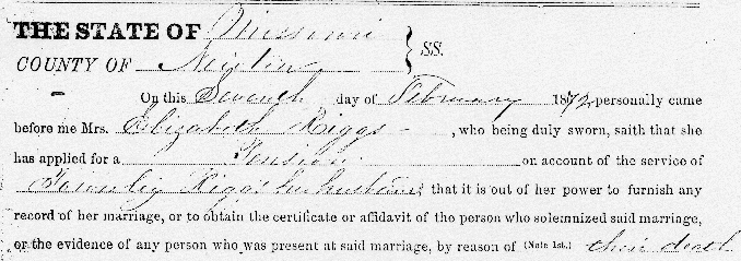 War of 1812 Widow's Pension, 7 Feb 1872 application form, Neosho, Newton Co., MO