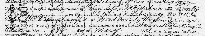 War of 1812 Widow's Pension, 17 Apr 1871 widow's declaration, Greene Co., IL