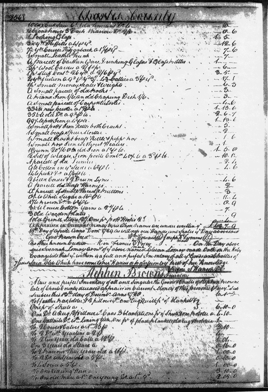 Cleborn Lomax, Jr.'s Inventory of 15 Apr 1729, page 256