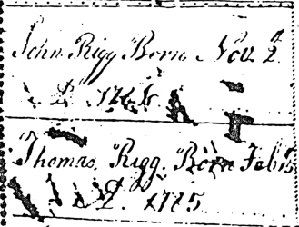 Births of John Rigg and Thomas Rigg