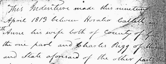 Charles Rigg purchased a house and 2 additional lots in Greenup Co., KY, 19 Apr 1813