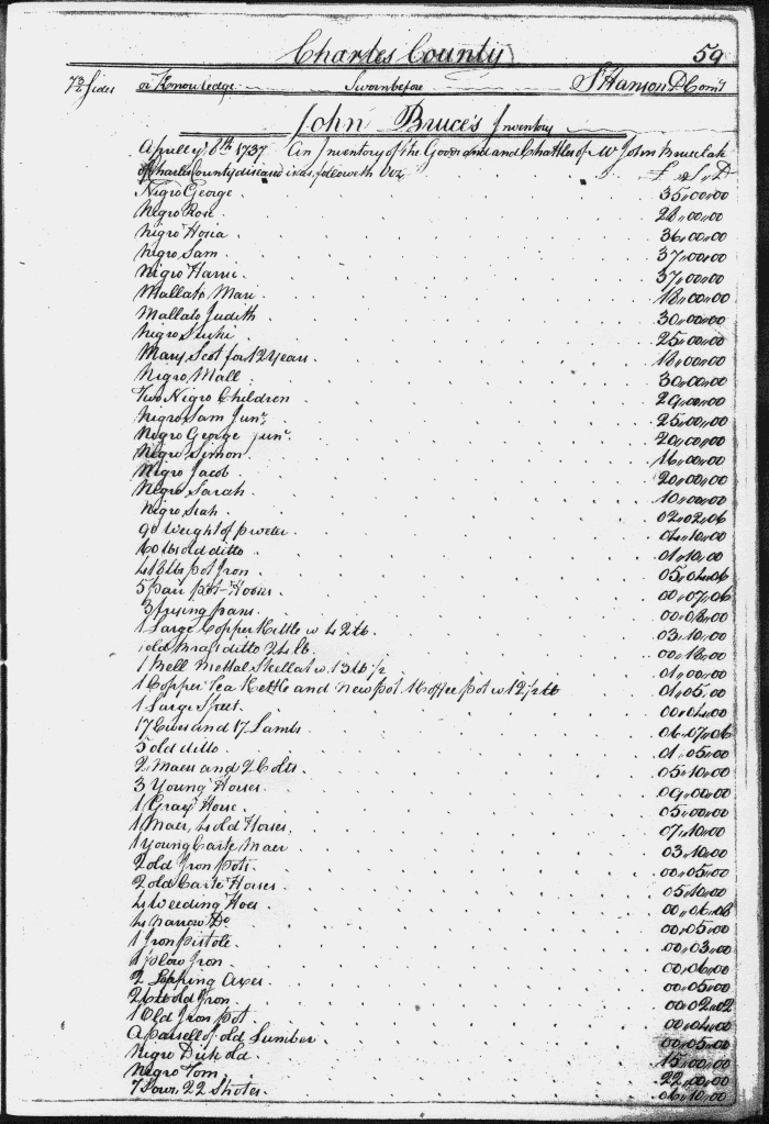John Bruce's Inventory of 08 Apr 1737, page 59