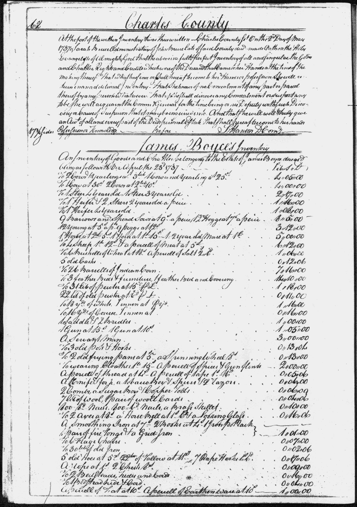 John Bruce's Inventory of 08 Apr 1737, page 62