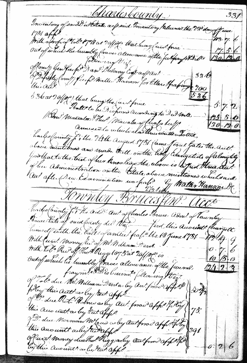 Townley Bruce's Final Account of 14 Sep 1751, page 331