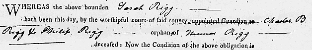Guardian appointed for Charles B. Rigg and Philip Rigg orphans of Thomas Rigg.
