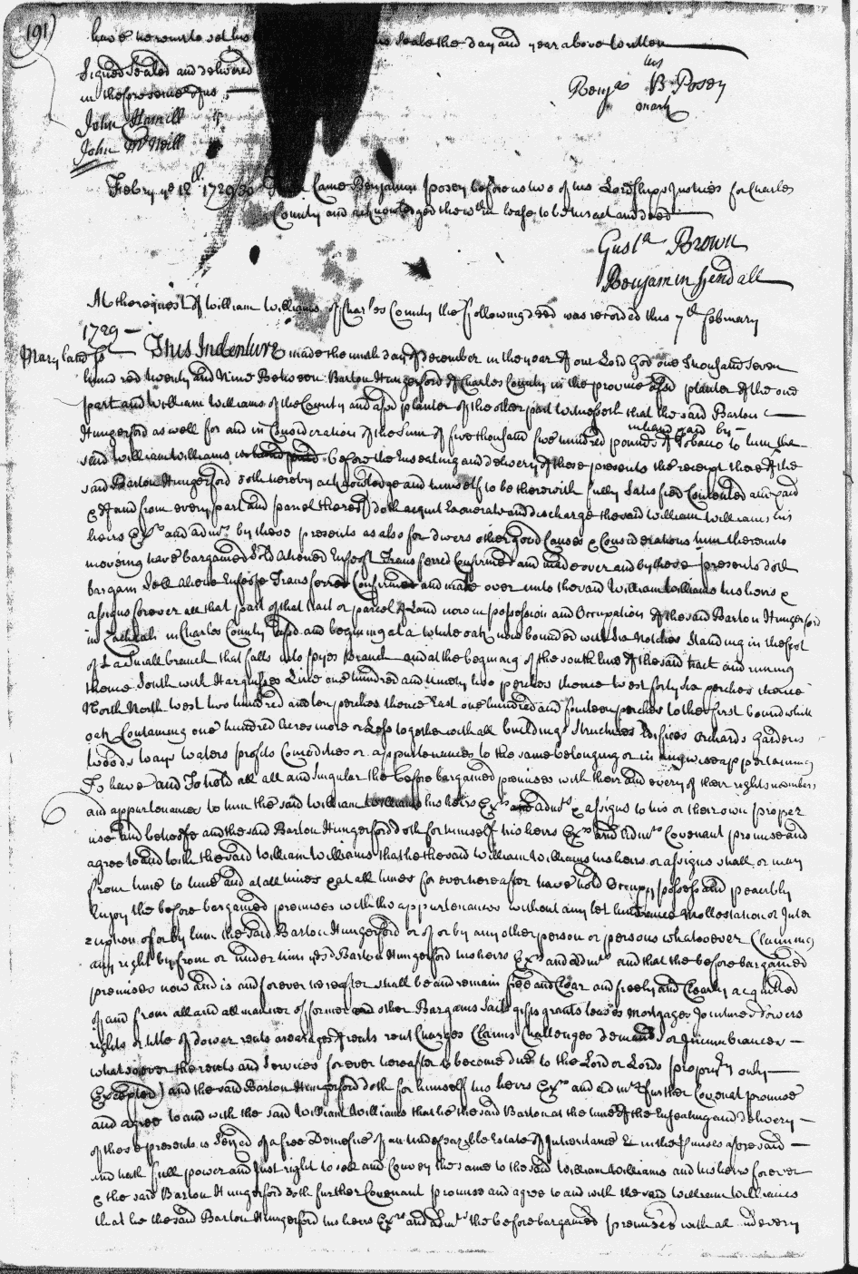 Indenture 12 Feb 1729/30, page 191
