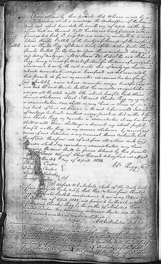Receipt:  Rigg to Catlett 24 Apr 1833, page 390