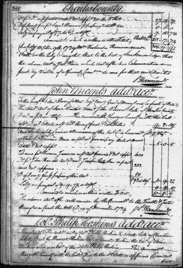 Col. Philip Hoskins's Account, page 358