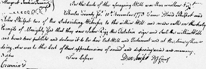 Annotation showing John Rigg testatrix