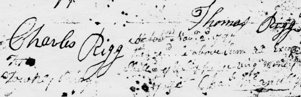 Memorandum land purchase signed by Thomas, Charles and Townly Rigg