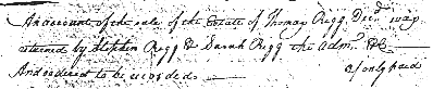Account accepted for Thomas Rigg's estate.
